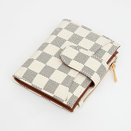 Faux Leather Checkered Fold Wallet