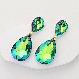 Glass Crystal Teardrop Evening Earrings