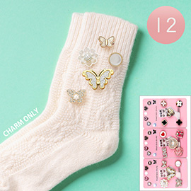 12 SET OF 5 - Pearl Butterfly Flower Pin Trendy Slouch Socks Charm Jewelry