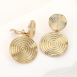 Textured Meal Swirl Dangle Clip On Earrings