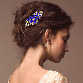 Stone Paved Flower Accented Hair Comb