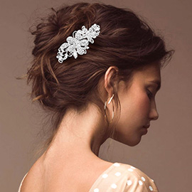 Stone Paved Flower Accented Hair Comb