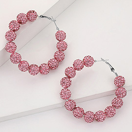 Shamballa Ball Beaded Hoop Earrings