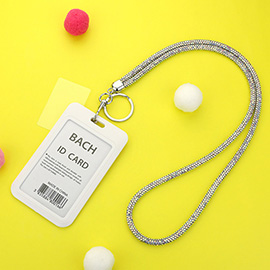 Bling Studded Strap Pointed Tag Retractable ID Card Holder