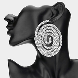 Oversized Bling Studded Swirl Earrings