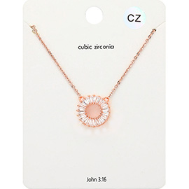 CZ Embellished Open Circle Pendant Necklace