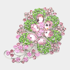 Glass Stone Flower Pin Brooch