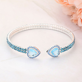 CZ Teardrop Stone Pointed Tip Rhinestone Paved Cuff Bracelet