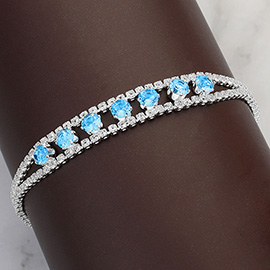 Round CZ Stone Paved Evening Bracelet