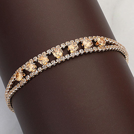 Round CZ Stone Paved Evening Bracelet