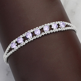 Round CZ Stone Paved Evening Bracelet