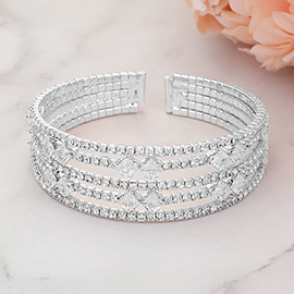 Square Cut CZ Stone Accented Evening Bracelet
