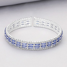 CZ Baguette Stone Accented Evening Bracelet