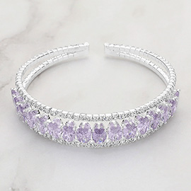 CZ Oval Stone Accented Evening Cuff Bracelet