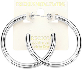 Precious Metal Plating Round Tube Hoop Earrings
