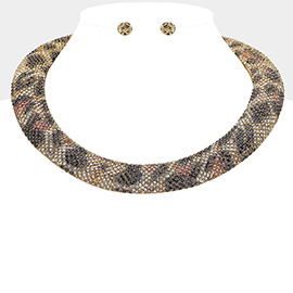 Bling Leopard Studded Chunky Necklace