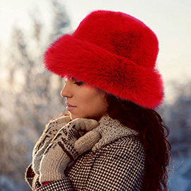 Faux Fur Russian Style Plush Bucket Hat