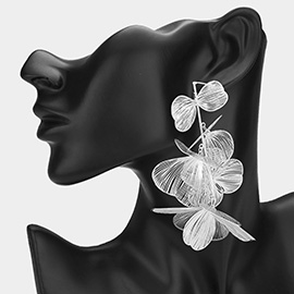 Oversized Metal Cutout Flower Drop Earrings
