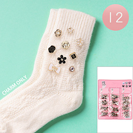 12 SET OF 9 - Enamel Quatrefoil Bow Flower Pearl Pin Trendy Slouch Socks Charm Jewelry