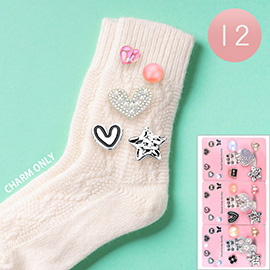 12 SET OF 5 - Flower Heart Star Pearl Pin Trendy Slouch Socks Charm Jewelry