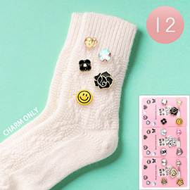 12 SET OF 5 - Herat Star Flower Smile Face Pin Trendy Slouch Socks Charm Jewelry