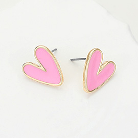 Enamel Heart Stud Earrings