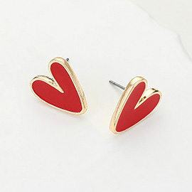 Enamel Heart Stud Earrings