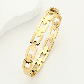 Stainless Steel Square Chain Hinged Bangle Bracelet