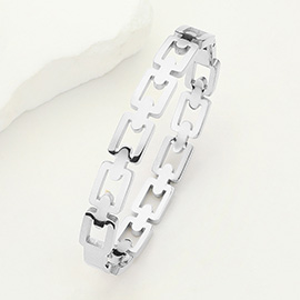 Stainless Steel Square Chain Hinged Bangle Bracelet