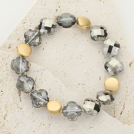 Faceted Quatrefoil Beaded Stretch Bracelet