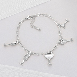 Cocktail Hour Charm Station Paperclip Chain Bracelet