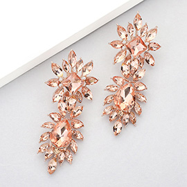 Square Teardrop Accented Marquise Stone Cluster Evening Earrings