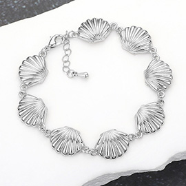 Textured Metal Shell Link Bracelet