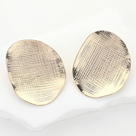 Textured Metal Round Plate Earrings