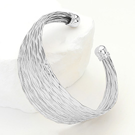 Textured Metal Multi Strand Cuff Bracelet