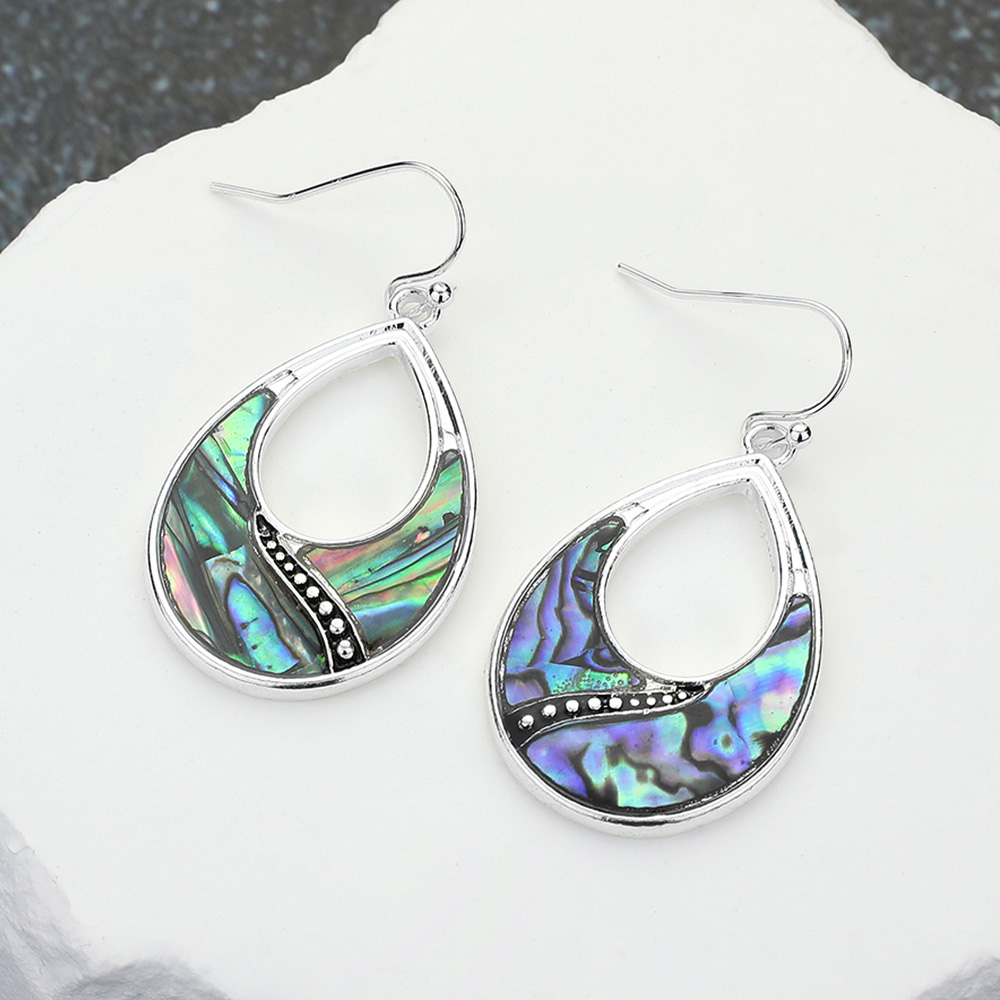 Abalone Open Teardrop Dangle Earrings