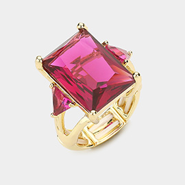 Rectangle Crystal Stretch Ring