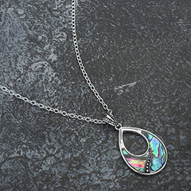 Abalone Open Teardrop Pendant Necklace