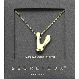 SECRET BOX_ -C- 14K Gold Dipped Bubble Initial Pendant Necklace