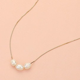 Triple Pearl Beaded Necklace