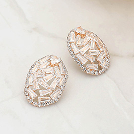 CZ Stone Embellished Oval Evening Earrings