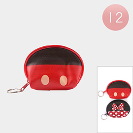 12PCS - Cartoon Character Printed Coin Purses / Keychains