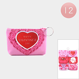 12PCS - Valentine Image Printed Mini Pouch Bags / Keychains