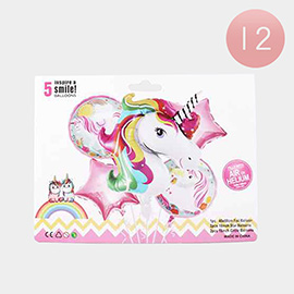 12 SET OF 5 - Unicorn Star Decorative Balloon Sets