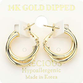 14K Gold Dipped Hypoallergenic Twisted Hoop Earrings