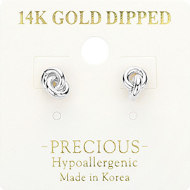 14K Gold Dipped Hypoallergenic Hoop Link Stud Earrings