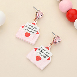 Glittered Resin Love Letter Dangle Earrings