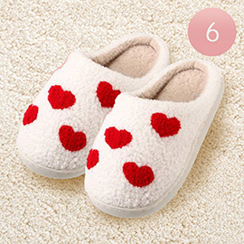 6Pairs - Heart Printed Home Indoor Floor Slippers