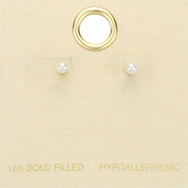 18K Gold Filled Pearl Stud Earrings