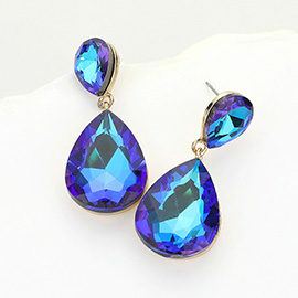 Crystal Double Teardrop Evening Earrings